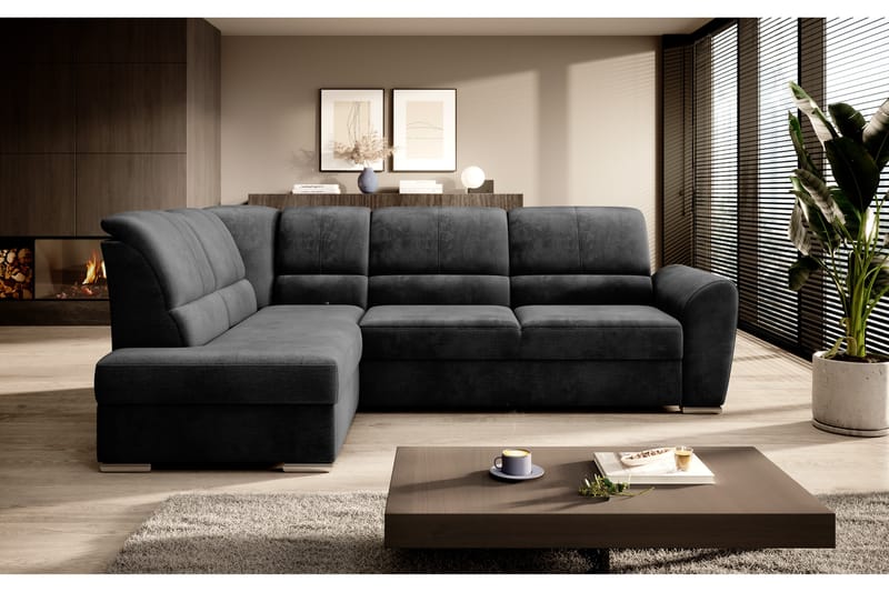 Clarkville Bäddsoffa m. Schäslong 3-sits Mörkgrå - Möbler - Vardagsrum - Bäddsoffor
