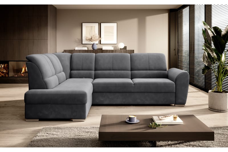 Clarkville Bäddsoffa m. Schäslong 3-sits Mörkgrå - Möbler - Vardagsrum - Bäddsoffor