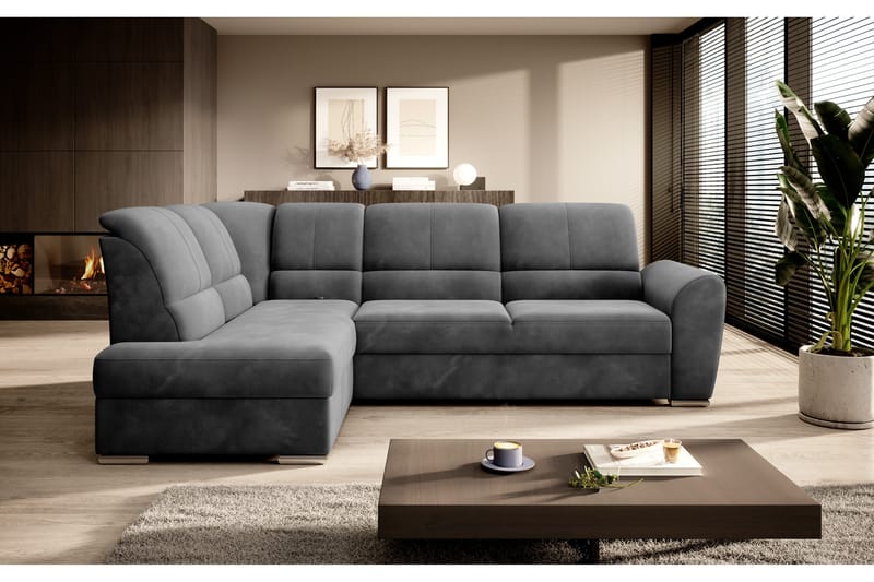 Clarkville Bäddsoffa m. Schäslong 3-sits Mörkgrå - Möbler - Vardagsrum - Bäddsoffor
