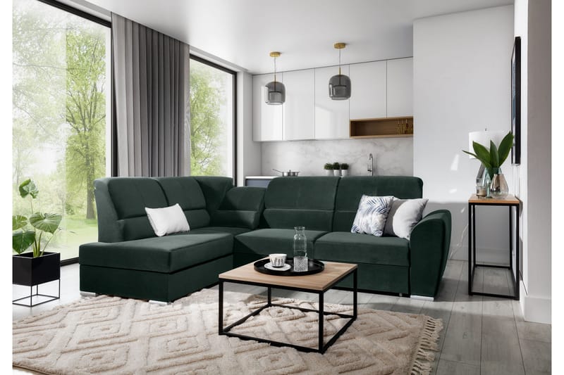 Clarkville Bäddsoffa m. Schäslong 3-sits Mörkgrön - Möbler - Vardagsrum - Bäddsoffor