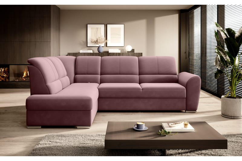 Clarkville Bäddsoffa m. Schäslong 3-sits Rosa - Möbler - Vardagsrum - Bäddsoffor