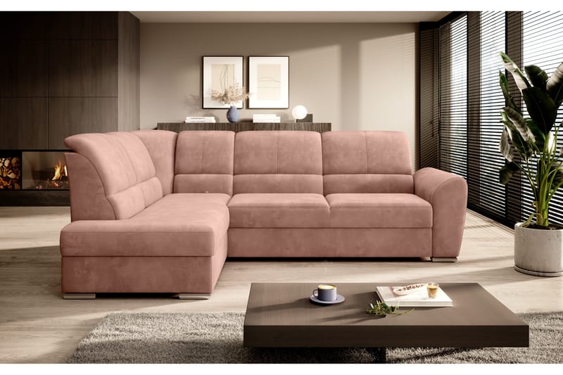 Clarkville Bäddsoffa m. Schäslong 3-sits Rosa - Möbler - Vardagsrum - Bäddsoffor
