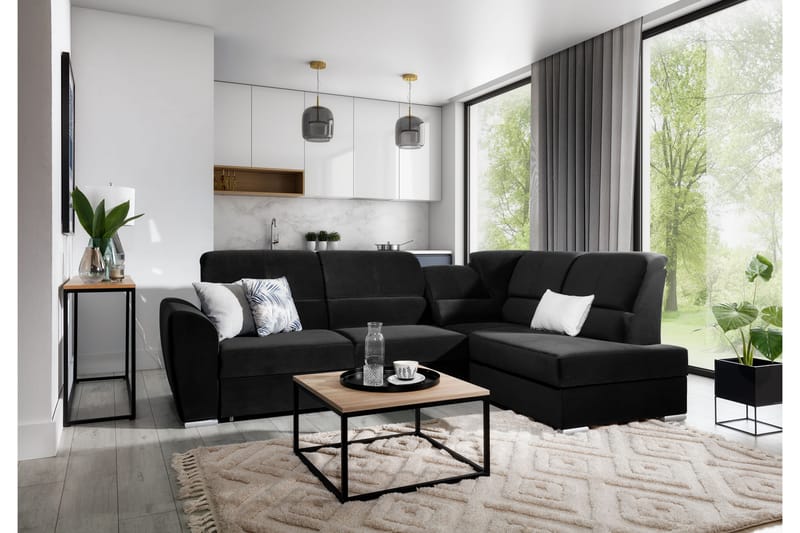 Clarkville Bäddsoffa m. Schäslong 3-sits Svart - Möbler - Vardagsrum - Bäddsoffor