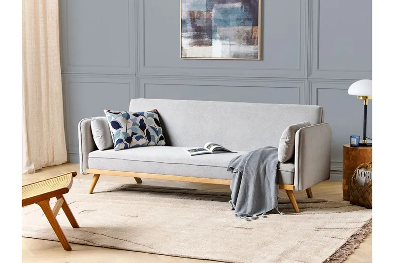 Clem Bäddsoffa 3-sits - Grå/Ljust trä - Möbler - Vardagsrum - Bäddsoffor