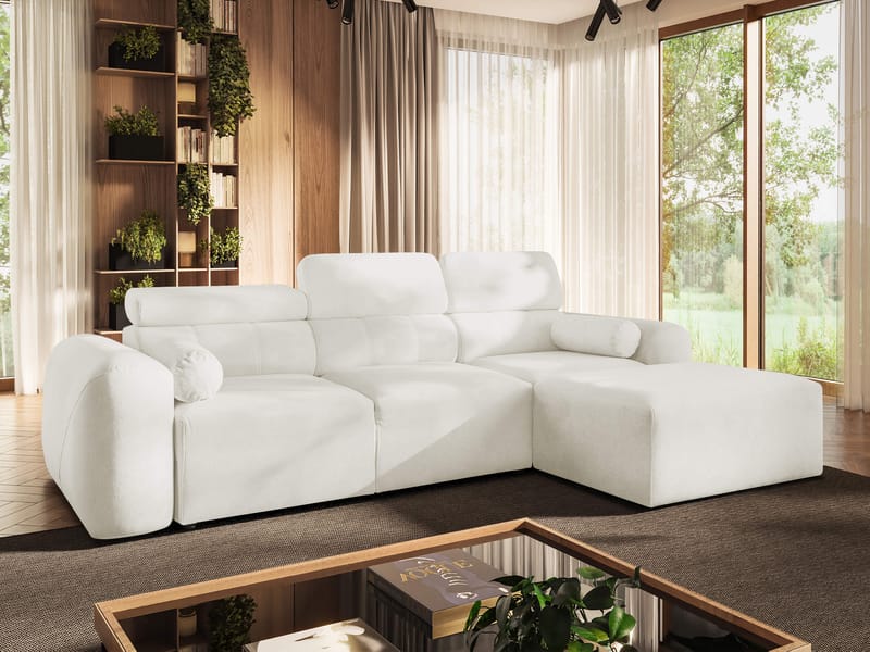 Clement 3-sits Bäddsoffa med Divan Högervänd - Vit - Möbler - Vardagsrum - Bäddsoffor - Hörnbäddsoffa