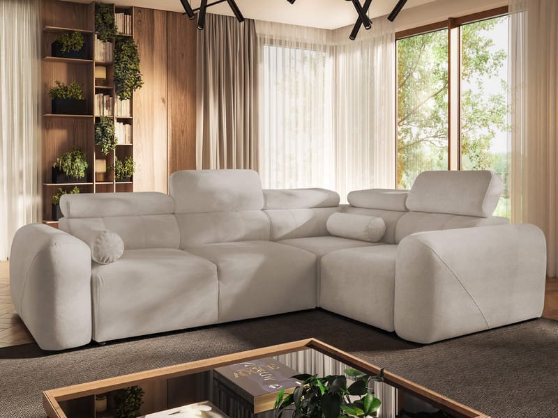 Clement 4-sits Hörnbäddsoffa Högervänd - beige - Möbler - Vardagsrum - Bäddsoffor - Hörnbäddsoffa
