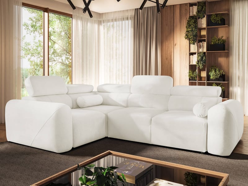 Clement 4-sits Hörnbäddsoffa Vänstervänd - vit - Möbler - Vardagsrum - Bäddsoffor - Hörnbäddsoffa