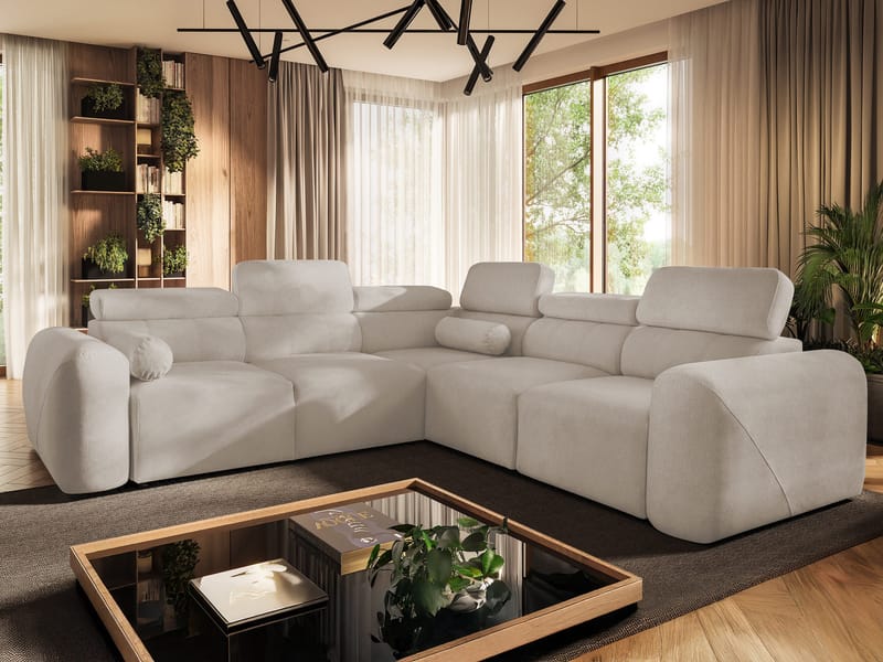 Clement 5-sits Hörnbäddsoffa Högervänd - beige - Möbler - Vardagsrum - Bäddsoffor - Hörnbäddsoffa