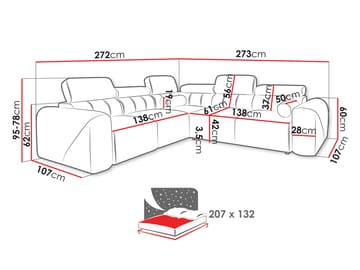 Clement 5-sits Hörnbäddsoffa Vänstervänd - ljusgrå - Möbler - Vardagsrum - Bäddsoffor - Hörnbäddsoffa