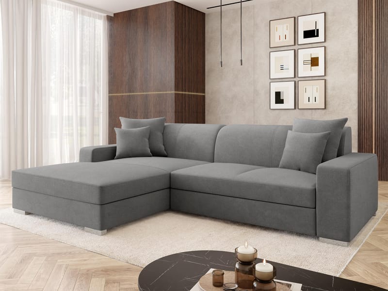 Corvik 3-sits Bäddsoffa med divan och förvaring - grå - Möbler - Vardagsrum - Bäddsoffor - Hörnbäddsoffa