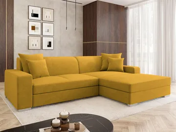 Corvik 3-sits Bäddsoffa med divan och förvaring - gul - Möbler - Vardagsrum - Bäddsoffor - Hörnbäddsoffa