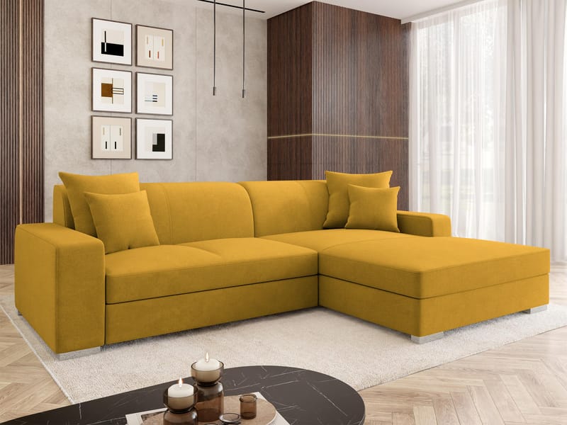 Corvik 3-sits Bäddsoffa med divan och förvaring - gul - Möbler - Vardagsrum - Bäddsoffor - Hörnbäddsoffa