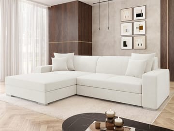 Corvik 3-sits Bäddsoffa med divan och förvaring - vit - Möbler - Vardagsrum - Bäddsoffor - Hörnbäddsoffa