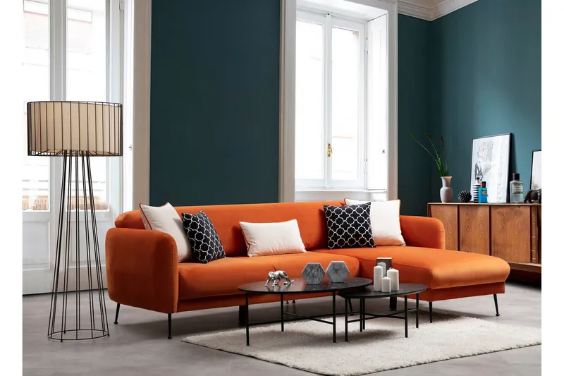 Crivaro Bäddsoffa med Divan Höger - Orange - Möbler - Vardagsrum - Bäddsoffor