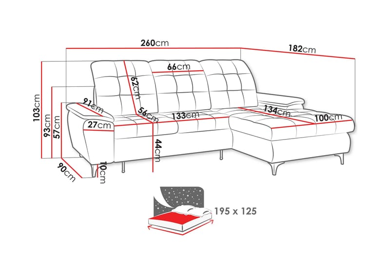 Crystalina Bäddsoffa med Divan 3-sits - Beige - Möbler - Vardagsrum - Bäddsoffor