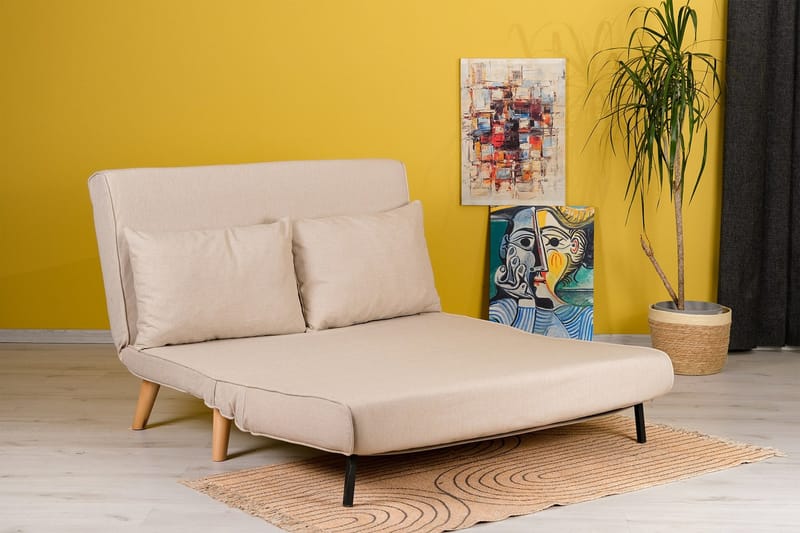 Daigo 2-sits Fällbar Framåtbäddad Bäddsoffa 120x180 cm i Tyg - Beige - Möbler - Vardagsrum - Bäddsoffor