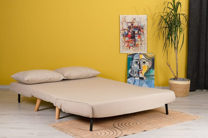 Daigo 2-sits Fällbar Framåtbäddad Bäddsoffa 120x180 cm i Tyg - Beige - Möbler - Vardagsrum - Bäddsoffor