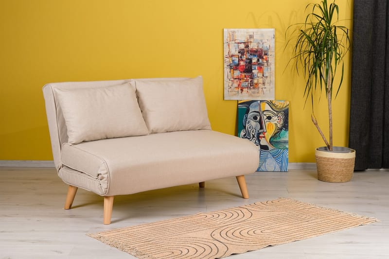 Daigo 2-sits Fällbar Framåtbäddad Bäddsoffa 120x180 cm i Tyg - Beige - Möbler - Vardagsrum - Bäddsoffor