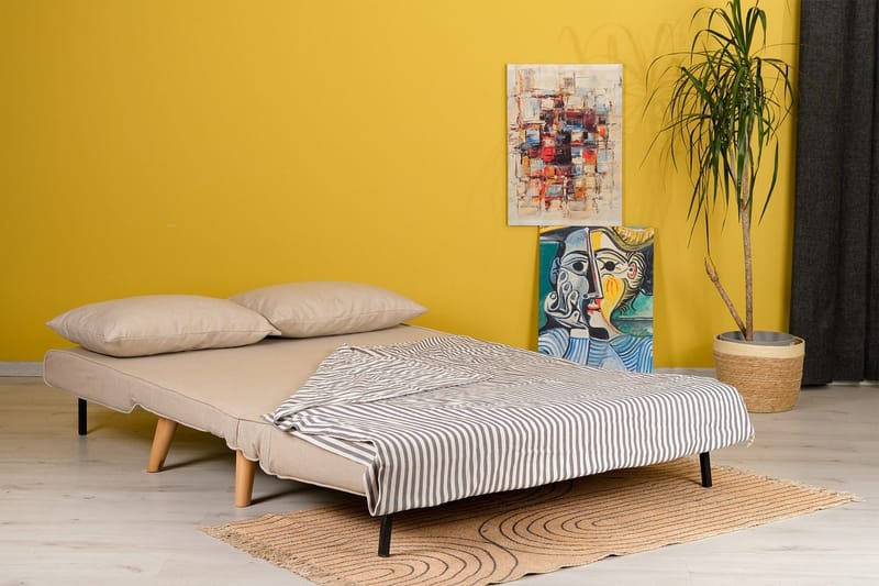 Daigo 2-sits Fällbar Framåtbäddad Bäddsoffa 120x180 cm i Tyg - Beige - Möbler - Vardagsrum - Bäddsoffor