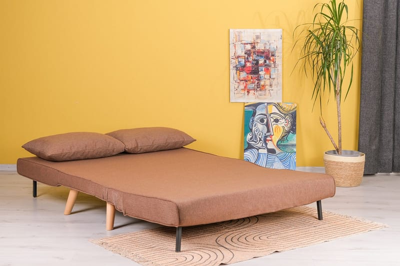 Daigo 2-sits Fällbar Framåtbäddad Bäddsoffa 120x180 cm i Tyg - Brun - Möbler - Vardagsrum - Bäddsoffor