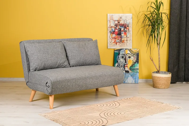 Daigo 2-sits Framåtbäddad Fällbar Bäddsoffa 120x180 cm i Tyg - Grå - Möbler - Vardagsrum - Bäddsoffor