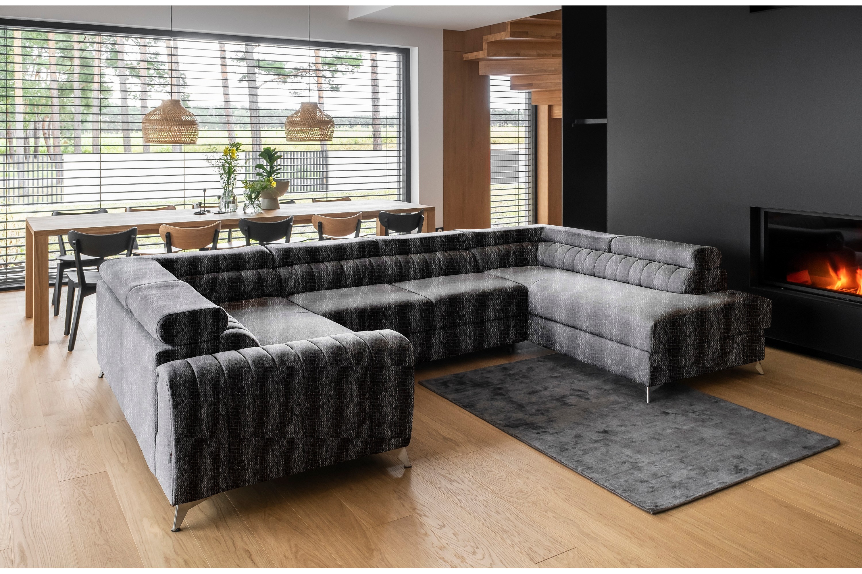 dalchand hörnbäddsoffa m. schäslong grå -