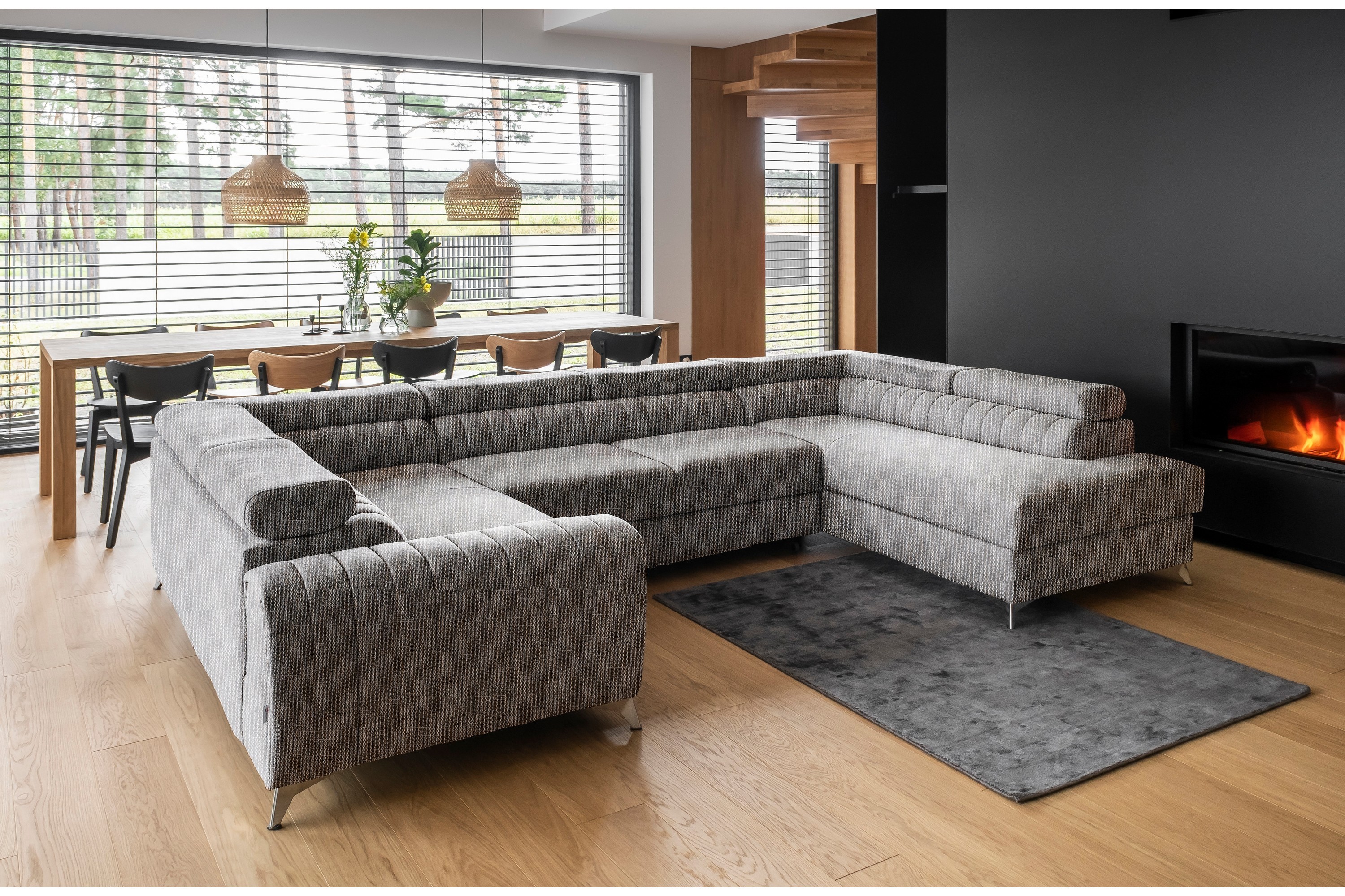 dalchand hörnbäddsoffa m. schäslong ljusgrå -