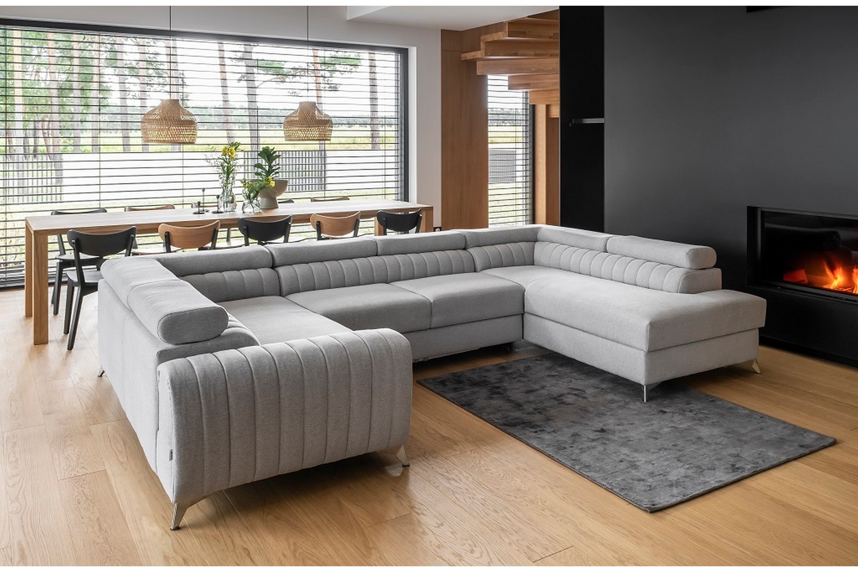 dalchand hörnbäddsoffa m. schäslong ljusgrå -