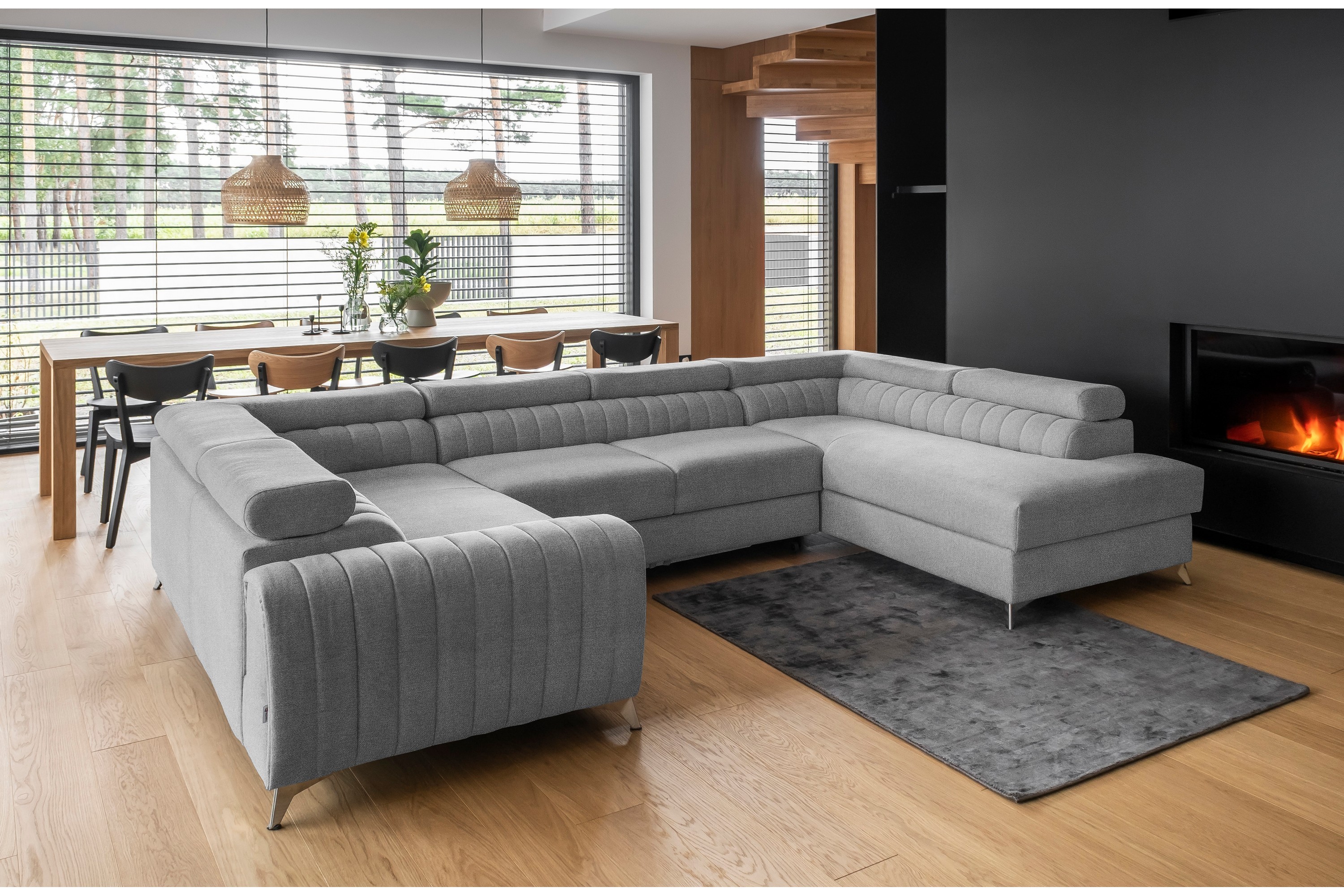 dalchand hörnbäddsoffa m. schäslong ljusgrå -