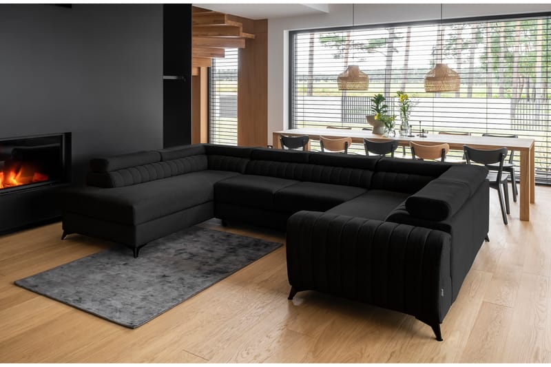Dalchand Hörnbäddsoffa m. Schäslong Svart - Möbler - Vardagsrum - Bäddsoffor - Hörnbäddsoffa