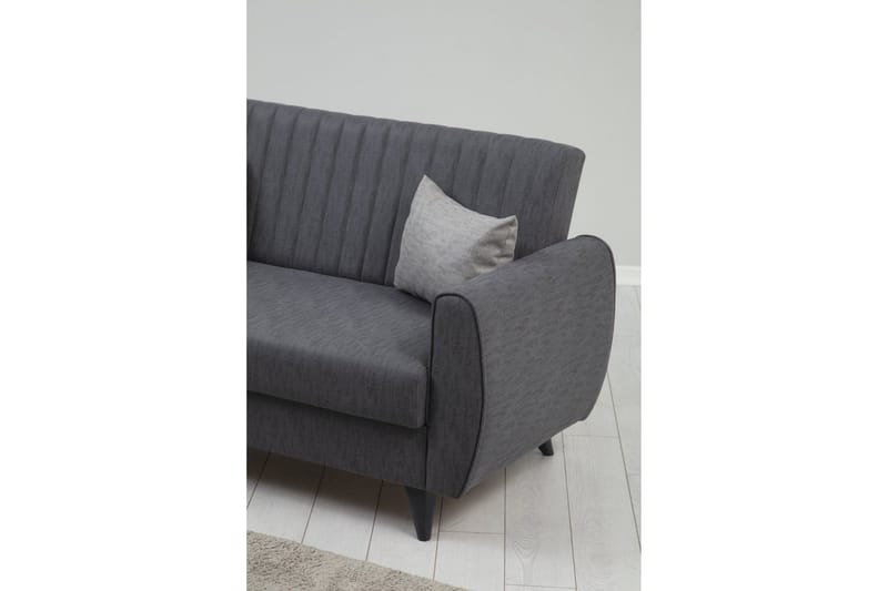 Dalima 2-sits Längsbäddad Bäddsoffa 55x125 cm med Förvaring i Linne - Antracit - Möbler - Vardagsrum - Bäddsoffor