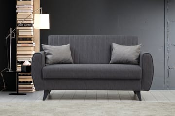 Dalima 2-sits Längsbäddad Bäddsoffa 55x125 cm med Förvaring i Linne - Antracit - Möbler - Vardagsrum - Bäddsoffor