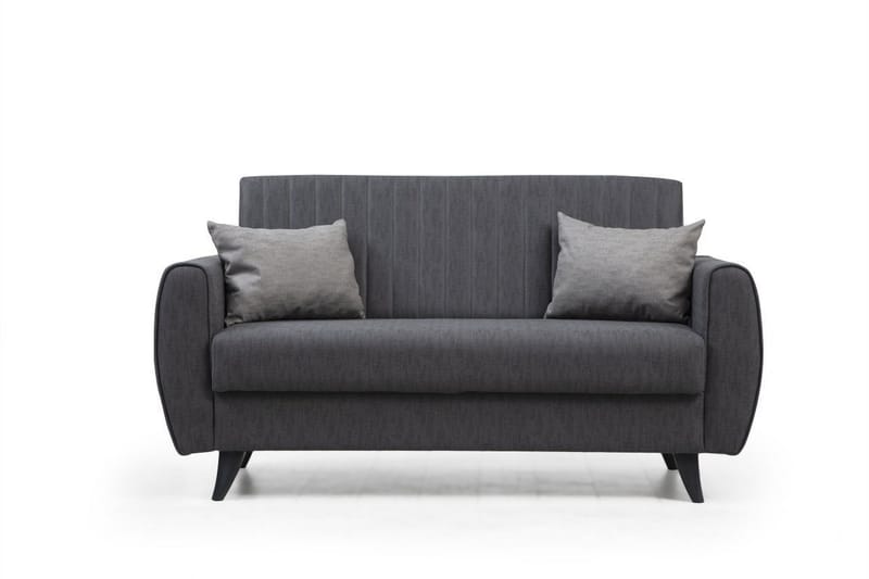 Dalima 2-sits Längsbäddad Bäddsoffa 55x125 cm med Förvaring i Linne, Antracit