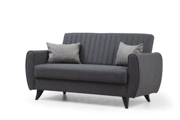 Dalima 2-sits Längsbäddad Bäddsoffa 55x125 cm med Förvaring i Linne - Antracit - Möbler - Vardagsrum - Bäddsoffor