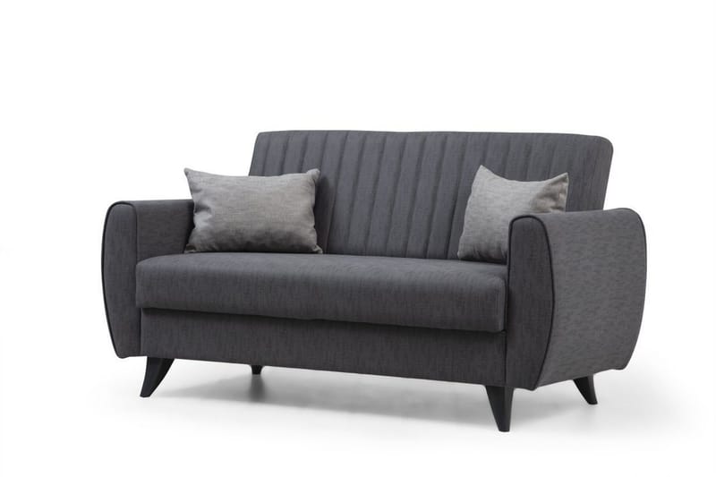 Dalima 2-sits Längsbäddad Bäddsoffa 55x125 cm med Förvaring i Linne - Antracit - Möbler - Vardagsrum - Bäddsoffor