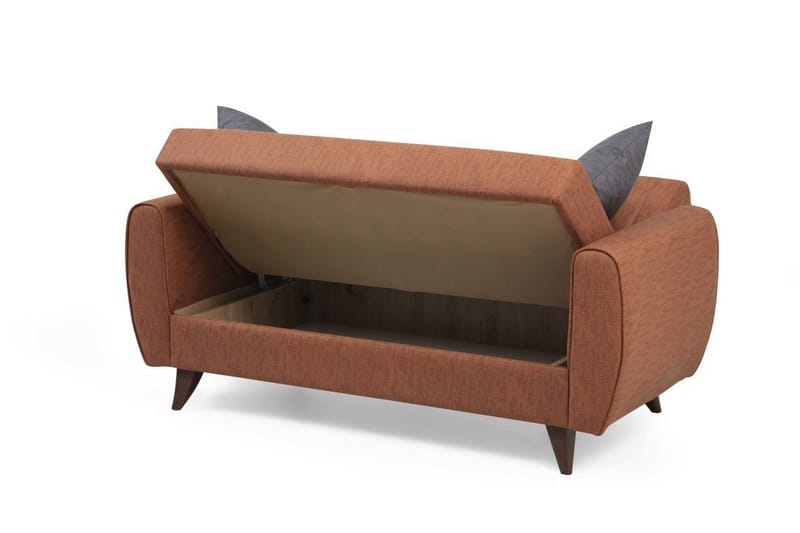Dalima 2-sits Längsbäddad Bäddsoffa 55x125 cm med Förvaring i Tyg - Terrakotta - Möbler - Vardagsrum - Bäddsoffor