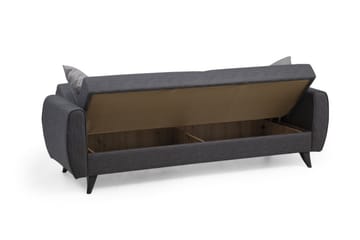 Dalima 3-sits Längsbäddad Bäddsoffa 55x183 cm med Förvaring i Tyg - Antracit - Möbler - Vardagsrum - Bäddsoffor