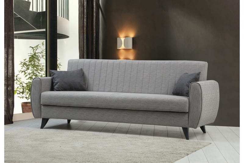 Dalima 3-sits Längsbäddad Bäddsoffa 55x183 cm med Förvaring i Tyg - Grå - Möbler - Vardagsrum - Bäddsoffor