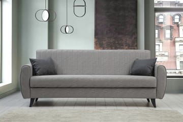 Dalima 3-sits Längsbäddad Bäddsoffa 55x183 cm med Förvaring i Tyg - Grå - Möbler - Vardagsrum - Bäddsoffor