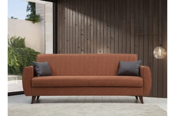 Dalima 3-sits Längsbäddad Bäddsoffa 55x183 cm med Förvaring i Tyg - Terrakotta - Möbler - Vardagsrum - Bäddsoffor