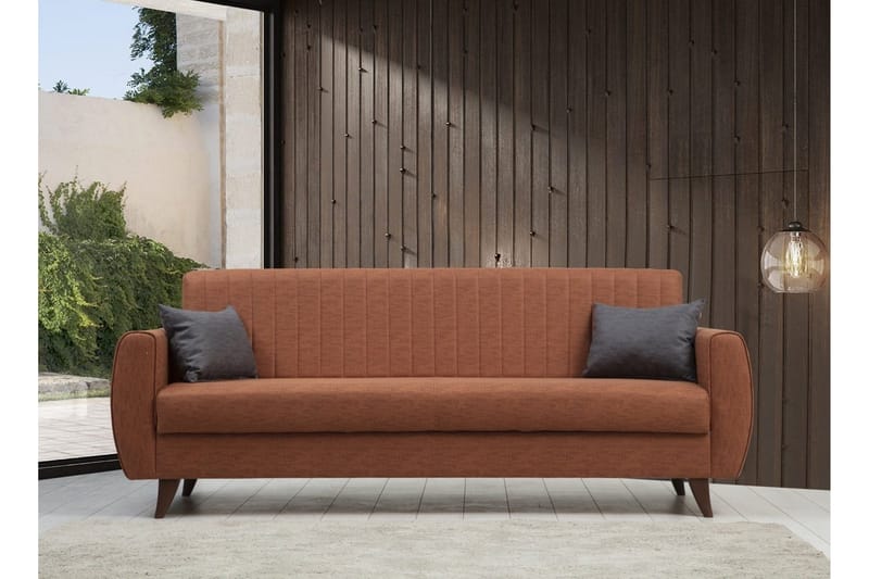 Dalima 3-sits Längsbäddad Bäddsoffa 55x183 cm med Förvaring i Tyg - Terrakotta - Möbler - Vardagsrum - Bäddsoffor