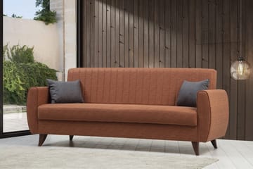 Dalima 3-sits Längsbäddad Bäddsoffa 55x183 cm med Förvaring i Tyg - Terrakotta - Möbler - Vardagsrum - Bäddsoffor