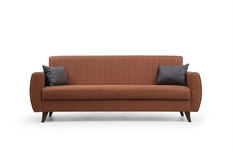 Dalima 3-sits Längsbäddad Bäddsoffa 55x183 cm med Förvaring i Tyg, Terrakotta