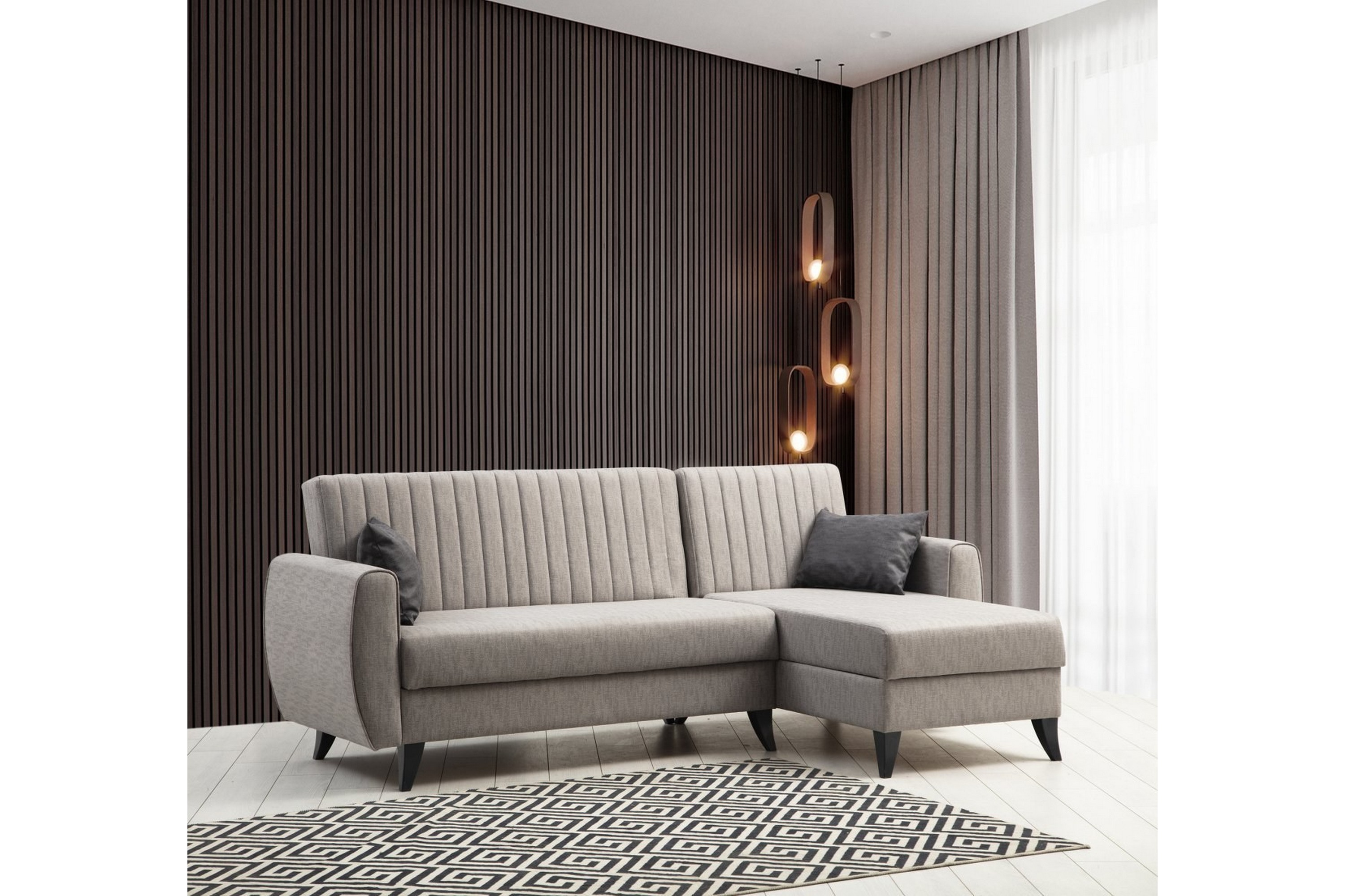 dalima bäddsoffa m. divan 3-sits ljusgrå -