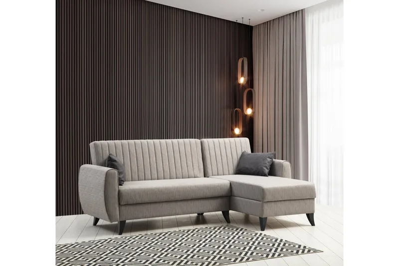 Dalima Bäddsoffa m. Divan 3-sits, Ljusgrå