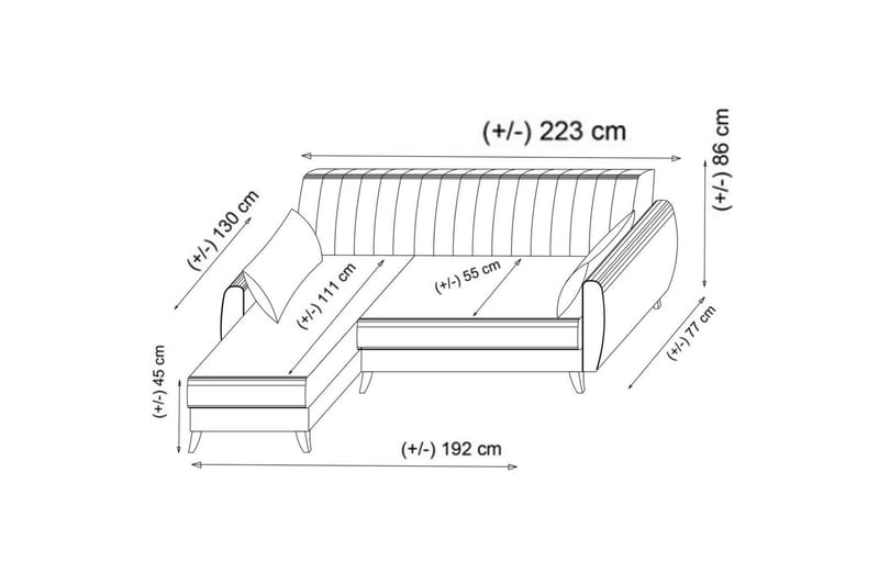 Dalima Bäddsoffa m. Divan 3-sits - Ljusgrå - Möbler - Vardagsrum - Bäddsoffor