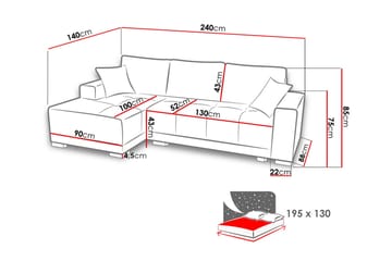 Dallas Divanbäddsoffa 240x140x80 cm - Brun - Möbler - Vardagsrum - Bäddsoffor