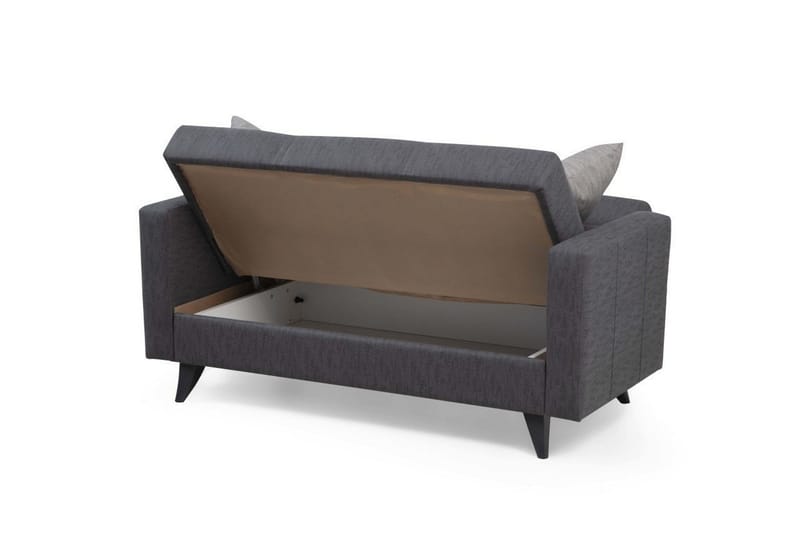 Darcia 2-sits Längsbäddad Bäddsoffa 55x125 cm med Förvaring i Tyg - Antracit - Möbler - Vardagsrum - Bäddsoffor