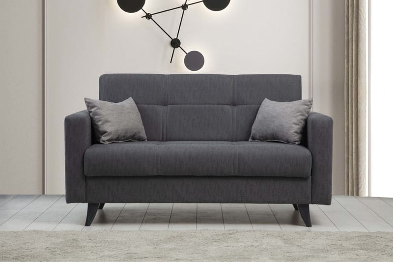 Darcia 2-sits Längsbäddad Bäddsoffa 55x125 cm med Förvaring i Tyg - Antracit - Möbler - Vardagsrum - Bäddsoffor