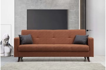 Darcia 3-sits Längsbäddad Bäddsoffa 55x183 cm med Förvaring i Linne - Terrakotta - Möbler - Vardagsrum - Bäddsoffor